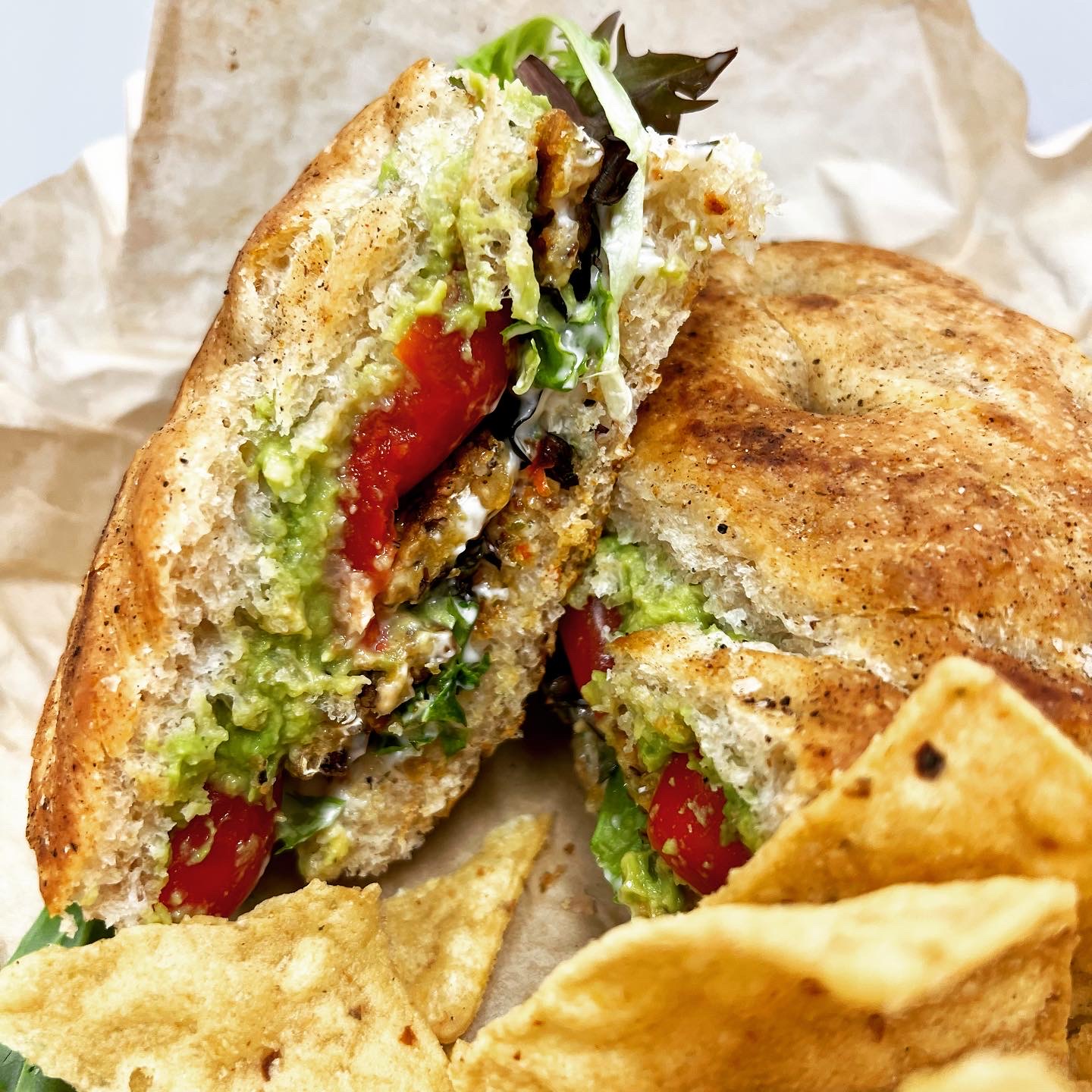 tempeh lettuce and tomato sandwich at sage fresh eats.