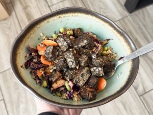 tempeh crunch salad in a bowl.