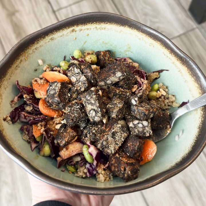 tempeh crunch salad in a bowl.